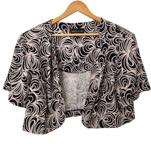 Connected Apparel Black and Cream Patterned Jacket